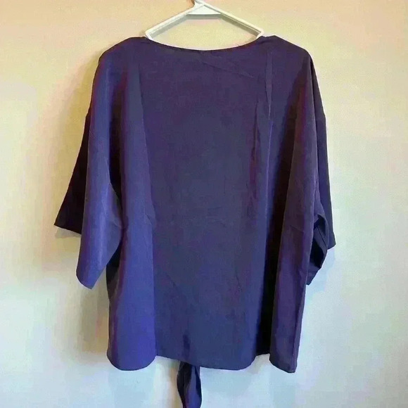 VIIShow Women’s Lightweight Purple Blouse With Tie Knot In Front - Size 2XL - Picture 2 of 10